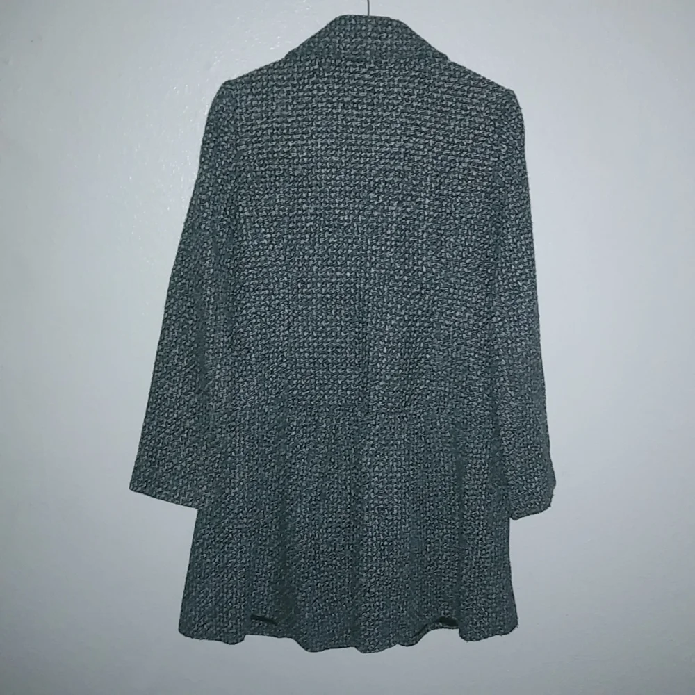 Anthropologie Beth Bowley L Tweed Double Breasted Overcoat in Black White - Picture 8 of 9